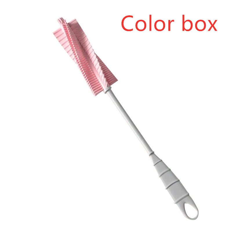 Silicone Glass Baby Bottle Brushes Long Handle Cup Brush Kitchen Clean Tea Glass Wash Cup Silica Brush Household Cleaning Tools: Pink Color box