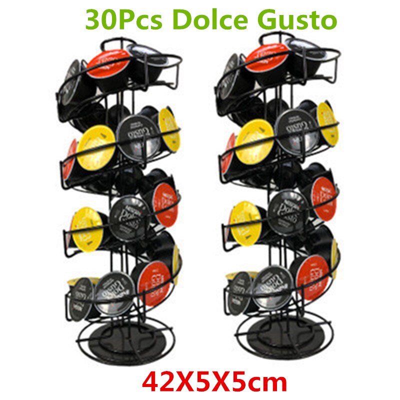 18-24-30 Capsules Zwart/Roestvrij Kleur Koffie Pod Houder Doseren Toren Stand Past Dolce Gusto Capsule opslag Plank Houder: E