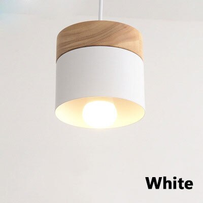 Nordisk enkelhed led  e27 pendel moderne macaron hængelamper hjem forbedring jern og træ dekoration pendel lampe: Hvid / Varm hvid
