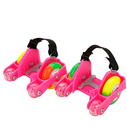 Zapatillas de Patinaje con luces LED intermitentes para niños, deportivas con ruedas de 2/4, polea pequeña de luz intermitente LED de colores para chico con tacón IA81: 4 wheel mei red