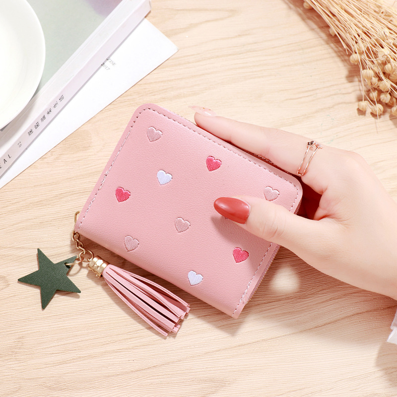 Women Small Wallet Ladies Mini Tassel Wallet Cute Girl Short Zipper Lovely Pu Leather Coin Purse Female Hand Wallet Cartera