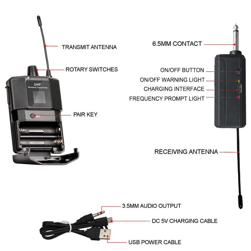 Kabelloses Lavalier-Mikrofon-Headset-Mikrofon mit Absender, Empfänger, LED-Anzeige, Taschensender für Höhle Unterricht von Live-Auftritten
