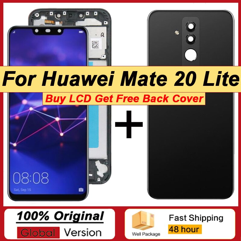100% Original 6.3 &#39;&#39;IPS Display mit Rahmen für Huawei Mate 20 Lite LCD Touch Screen Digitizer Reparatur Teile + zurück Glas