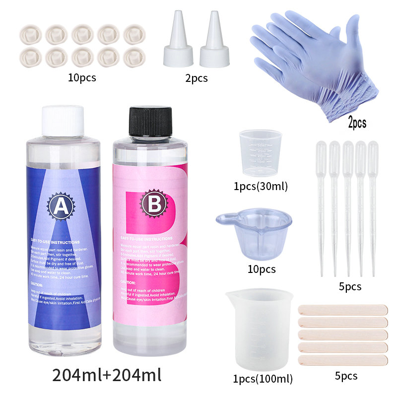 Kit de resina epoxi transparente 1:1, alto brillo y burbujas, suministros de resina artística gratis para recubrimiento y fundición artesanal, fabricación de joyas DIY: Rosa