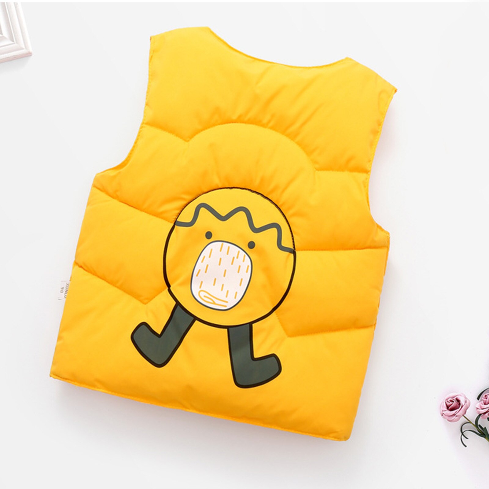 Peuter Mouwloze Vest Baby Meisjes Winter Toevallige Knoppen Katoen Cartoon O-hals Winddicht Jas Warm Kids Kleding