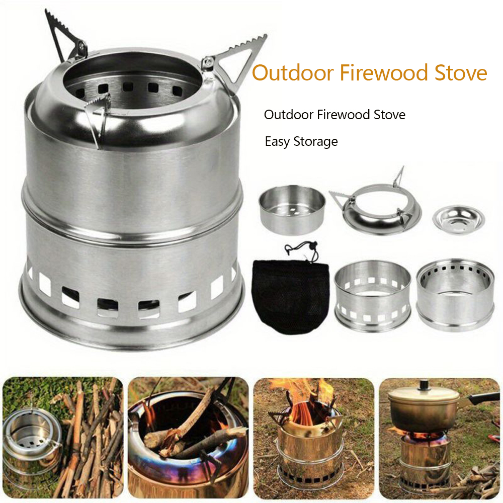 Estufa de leña plegable portátil a prueba de viento, estufa de Alcohol de acero inoxidable para acampar al aire libre, senderismo, cocina, Picnic, barbacoa