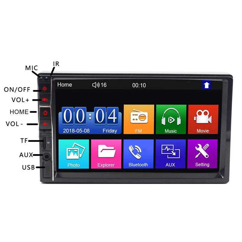 7 Inch Display 2 Din Car MP5 Player FM Radio Multi-Media Player 7032 Touch-Screen Bluetooth Car Monitor Reversing Rear View
