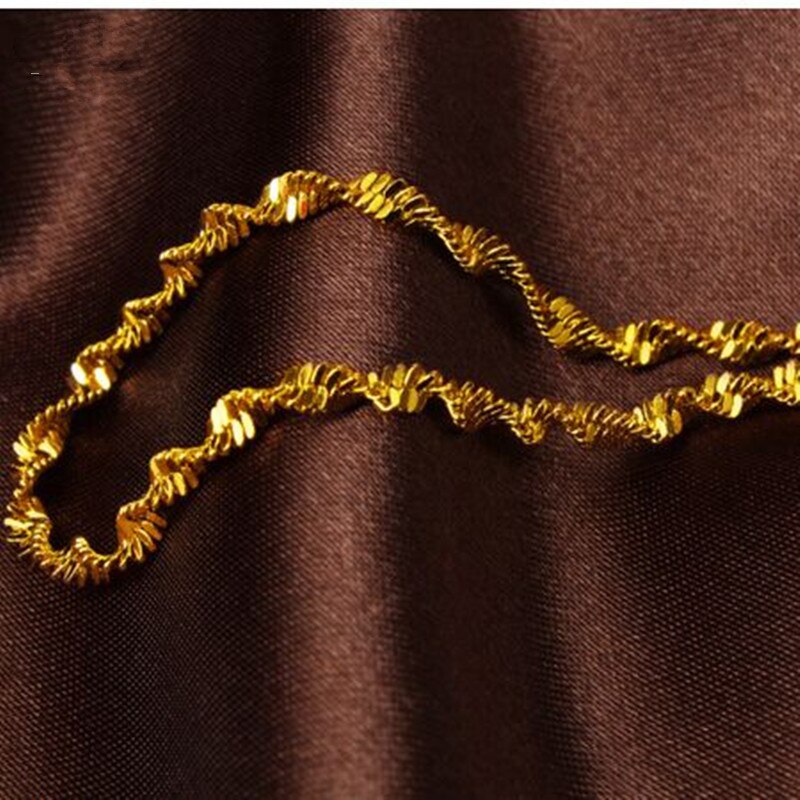 Mode-sieraden 16 &quot;-30&quot; Gold Filled Dubbele Water Wave Ketting Chain Vrouwen Ketting Karabijn Wedding party 2.5Mm