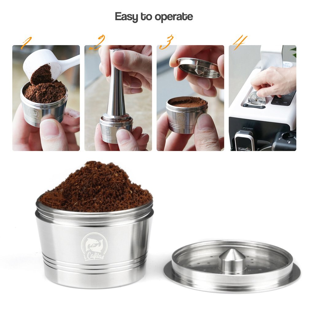 Stainless steel Refillable Coffee Capsule Pod Filter Dripper Tamper Compatible with Lavazza piont Coffee Machine
