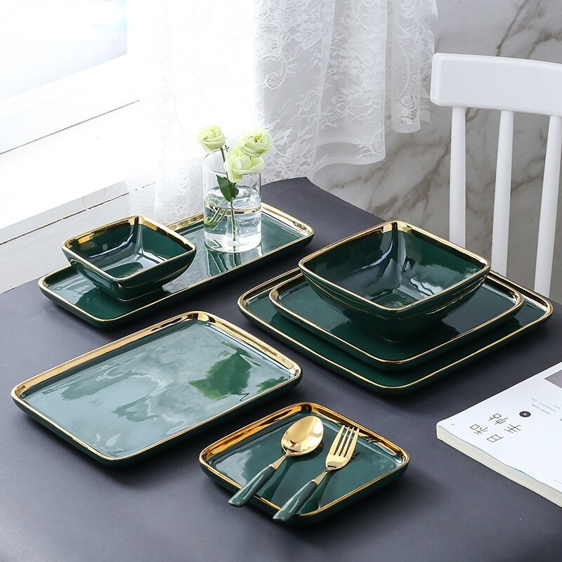 Luxury ceramic tableware, direct selling products, western-style dishes, retro, storage tray plate set dish sets