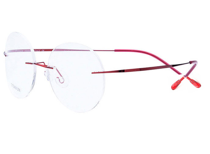 Eyesilove ultralichte randloze Optische frame mannen vrouwen Titanium Randloze bril Frame ronde brillen voor brillenglazen: Rood