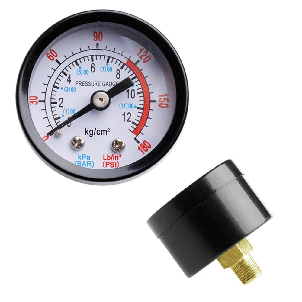 Air Compressor Pneumatic Hydraulic Fluid Pressure Gauge 0-12Bar 0-180PSI