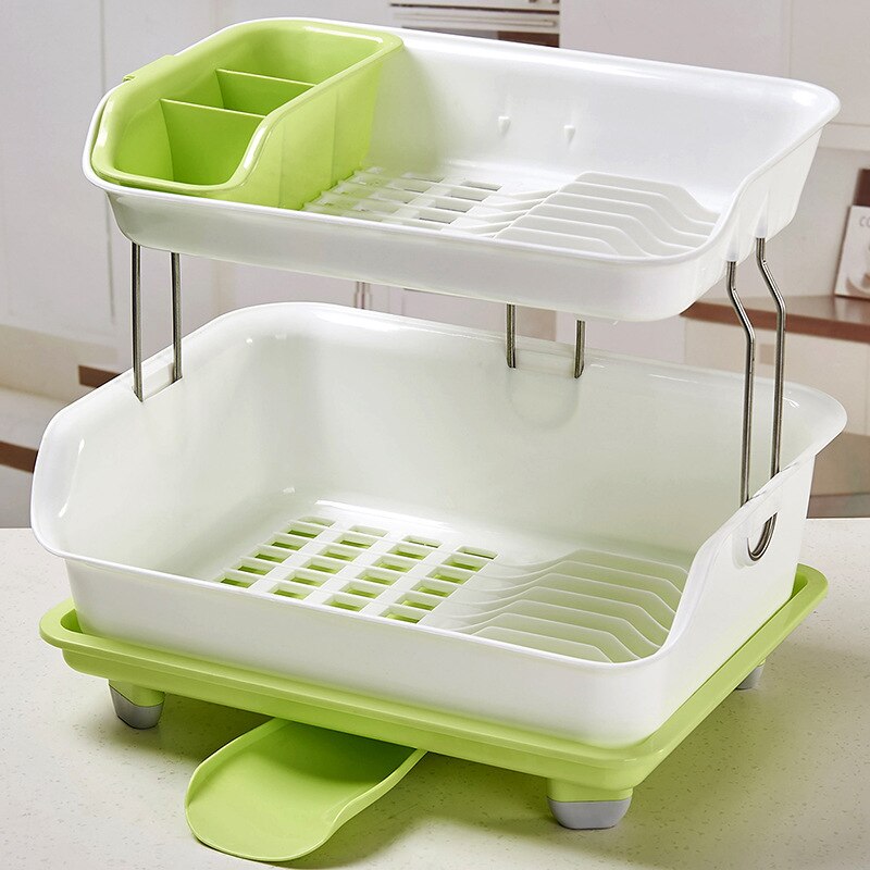 Kitchen Double-layer Drain Bowl Rack 2-layer Rack Tableware Storage Rack Dish Plastic Rack Product Multi-function: A1
