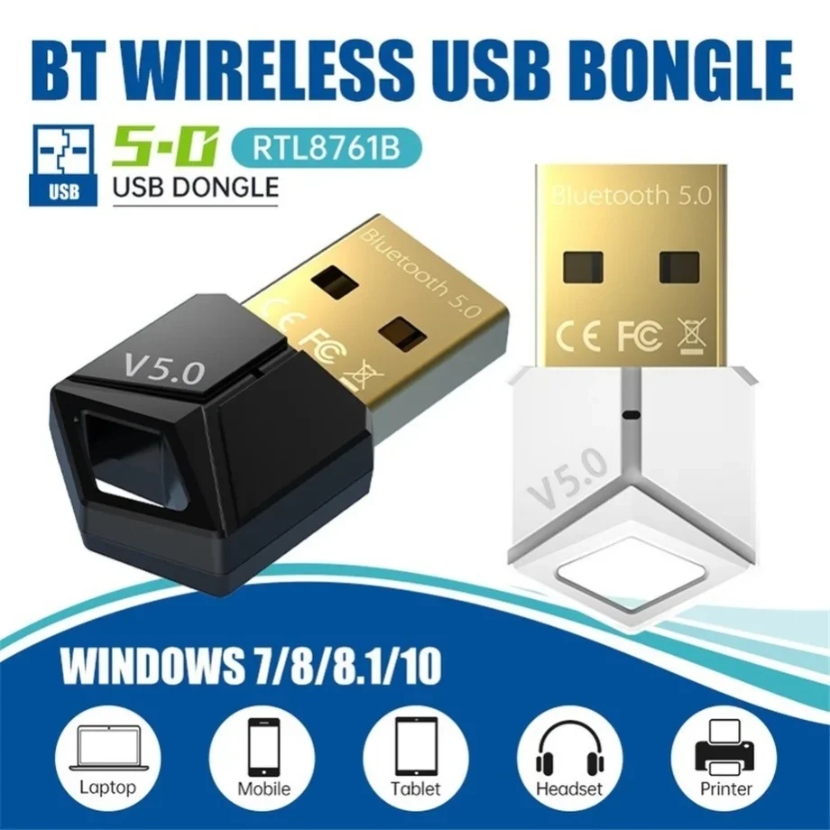 USB Dongle Bluetooth 5.0 Adapter Receiver Wireless Low Latency Music Mini Bluthooth Transmitter For PC/File Transfer RTL8761B