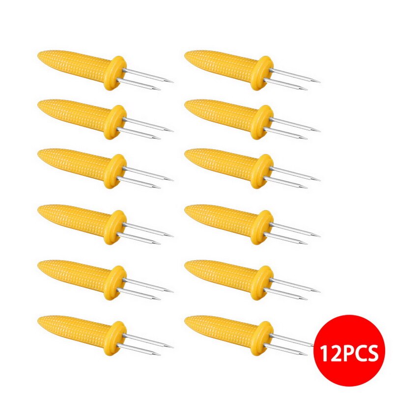 6/8/10/12Pcs Bbq Sweetcorn Houder Vork Maïskolven Spiesjes Home Party Koken maïskolven Houders Bbq Prong Vork #: 12pcs