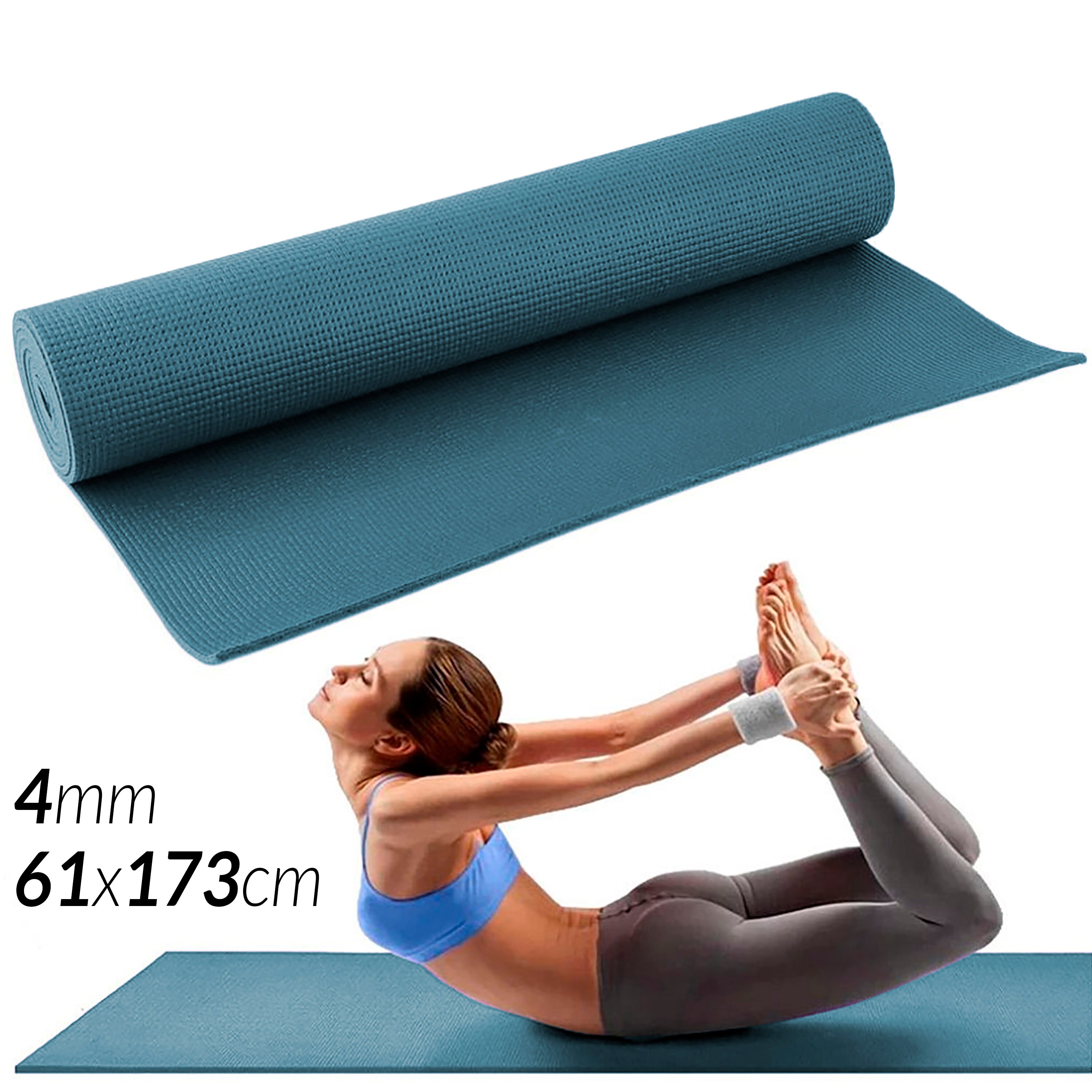 Esterilla para Yoga Gimnasia Colchoneta de Fitness Pilates Mat Alfombra Deporte Crossfit: Azul 61x173cm