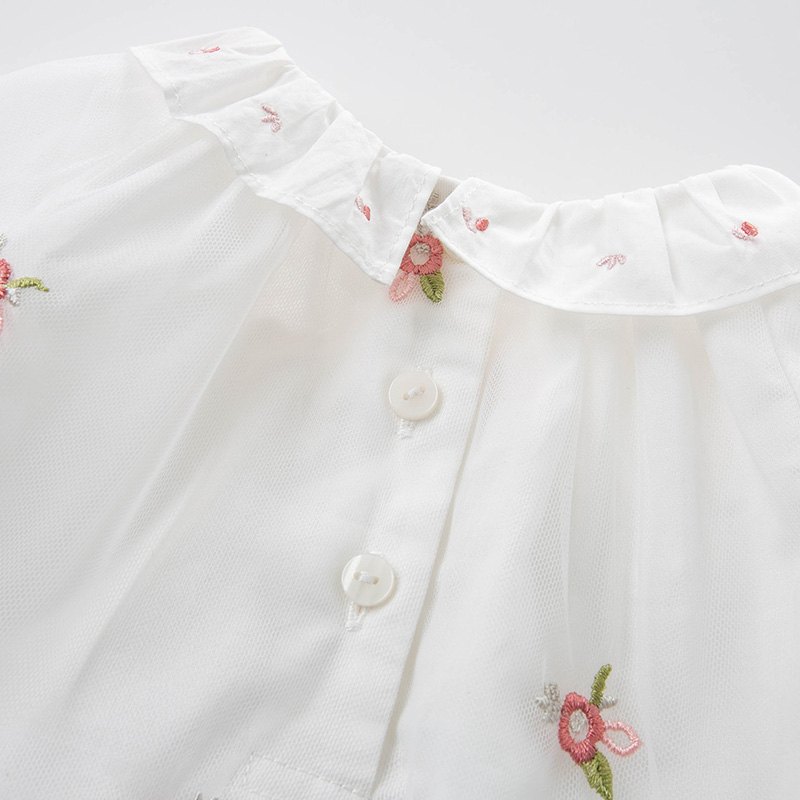DBZ13491 camisetas de malla bordadas con flores bonitas para bebés de Primavera de DBZ13491 para niños pequeños, ropa de para niños