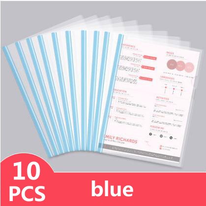 10 Pieces Color Transparent Draw Rod Folder File Report Resume Folder Thickened Draw Rod Folder Plastic Rod Clip: 10pcs blue