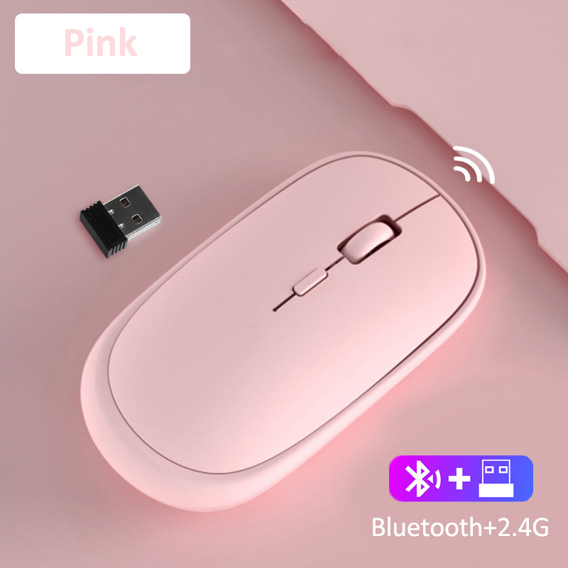 Bezprzewodowa mysz akumulator Bluetooth cichy ergonomiczny komputer dla ipada Mac Tablet Macbook Air Laptop PC Gaming Business Office: Pink