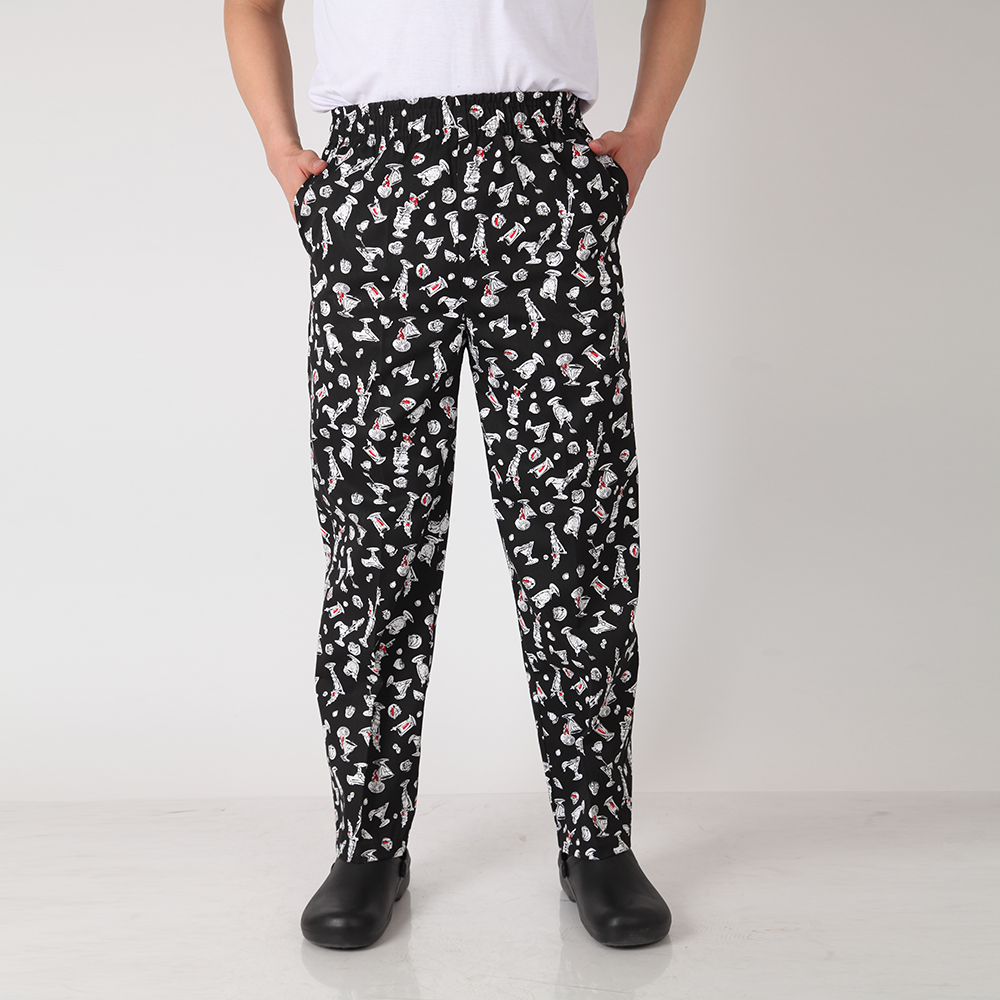Pantalones largos a rayas con estampado de pimienta roja para hombre, pantalón de trabajo informal, con cintura elástica, para restaurante, servicio de comida, cocina, Chef, Hotel, camarero: 3 / XXL
