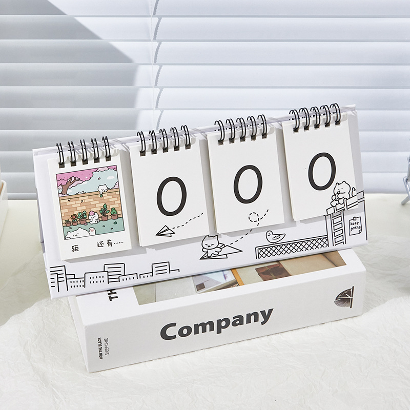 Countdown Desk Calendar Simple Multifunctional Desktop Decoration Monthly Calendar Cute Work Clock-in Plan Desk Calendar