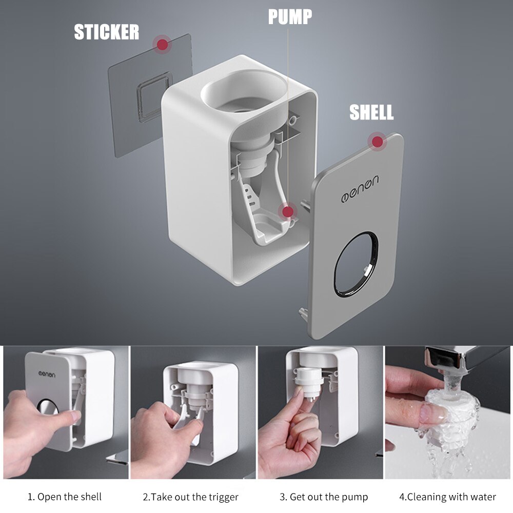 Mengn Toothpaste Dispenser Wall-Mounted Automatic Toothpaste Holder Hands Free Toothpaste Squeezer for Sink Bathroom Accessories