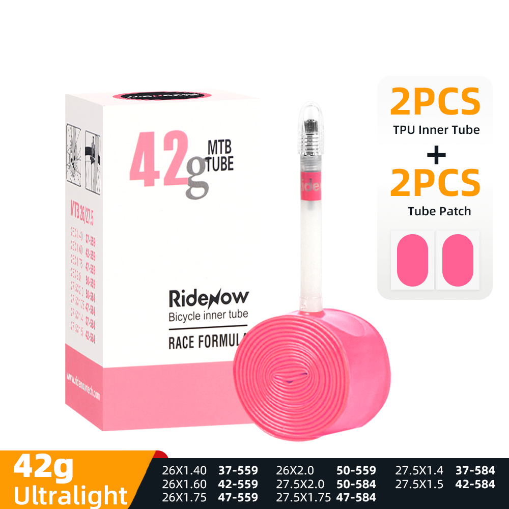 Ridenow ultralätt cykelslang 26 tum 27.5 29 tum mtb cykelventillängd fransk 45mm för mountainbikeslang: Blå