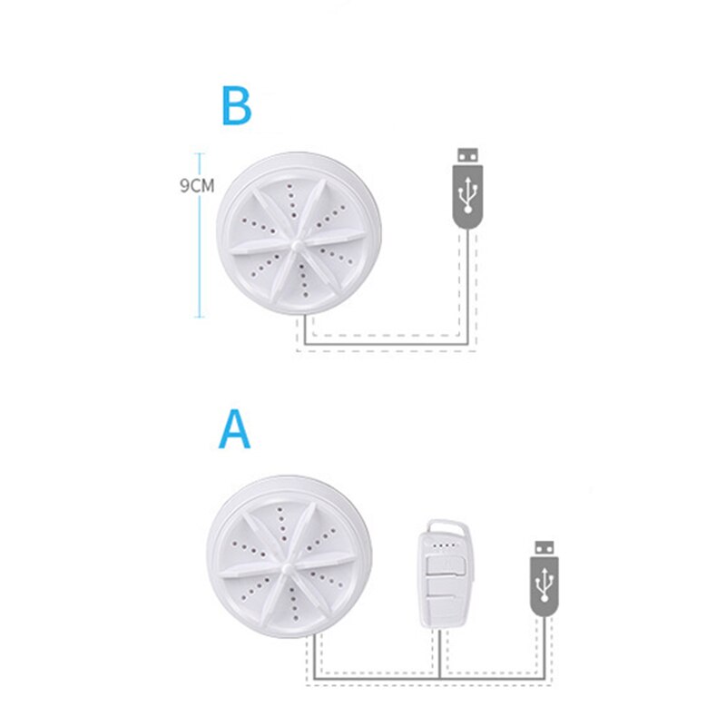 Machine à laver à ultrasons multifonctionnelle, ronde de 9cm, Mini outil de nettoyage Portable pour voyage et utilisation en extérieur F2