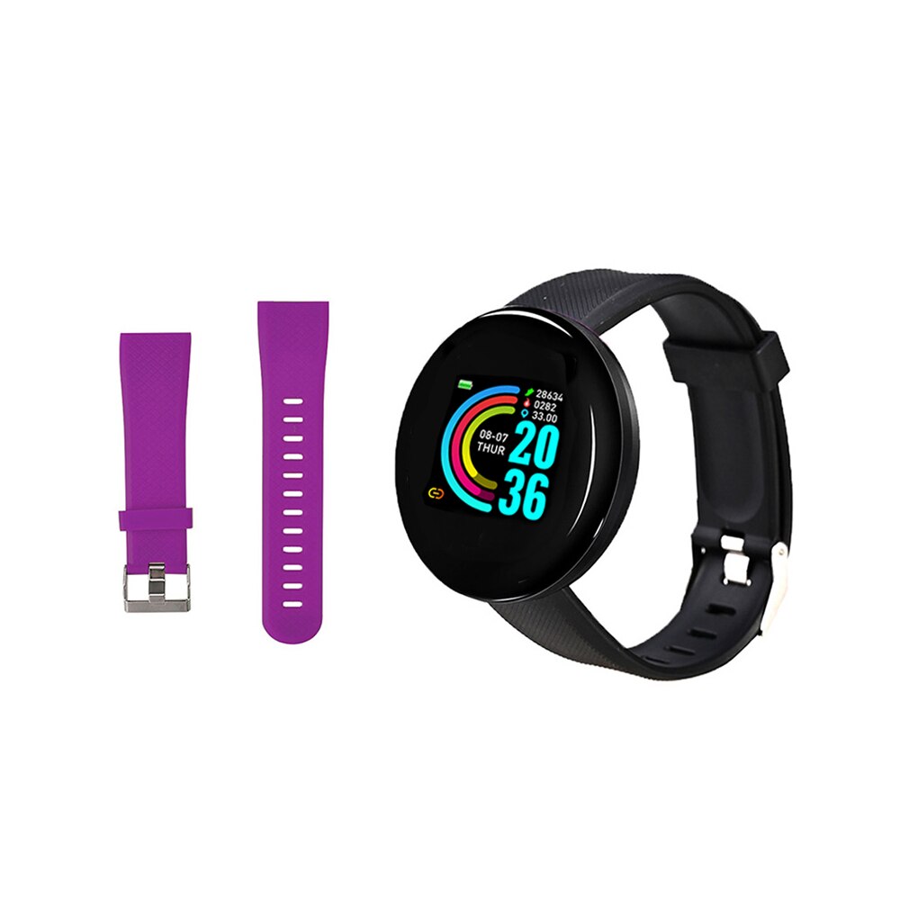 Tezer d18 pulseira inteligente freqüência cardíaca pressão arterial saúde à prova d18 água relógio inteligente d18 bluetooth pulseira de fitness rastreador: black purple