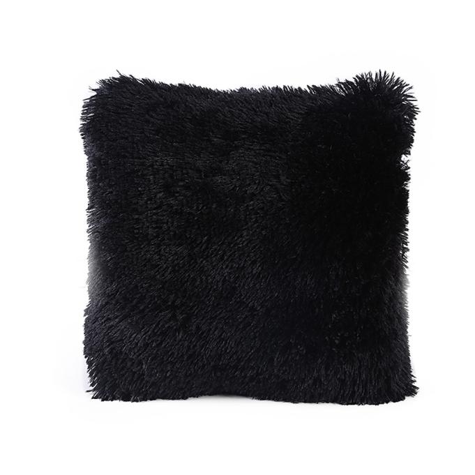43cm*43cm Pillow Case Sofa Plush Square Waist Throw Cushion Cover Home Decor Throw Pillowcases Home Euro Pillow Covers J#2: Black