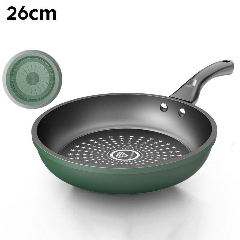 Smokeless kitchen wok 28cm honeycomb non-stick pan stainless steel wok anti-scalding handle with lid kitchen antibacterial wok: 26CM Without cover