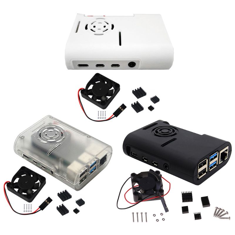 ABS Plastic Case Enclosure with Cooling Fan Heatsinks for Raspberry Pi 4 Model B