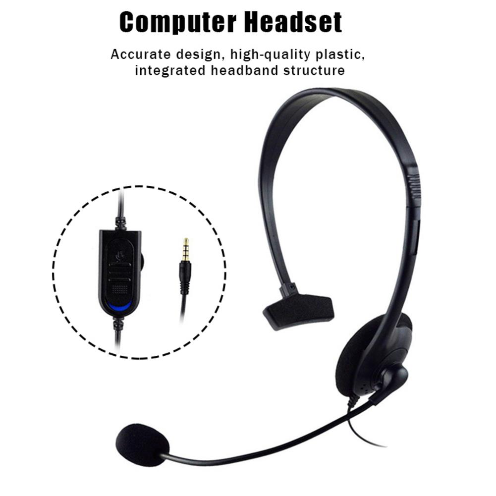 Auriculares para operador montados en la cabeza con micrófono y cancelación de ruido, auricular de una sola oreja para llamada telefónica clara