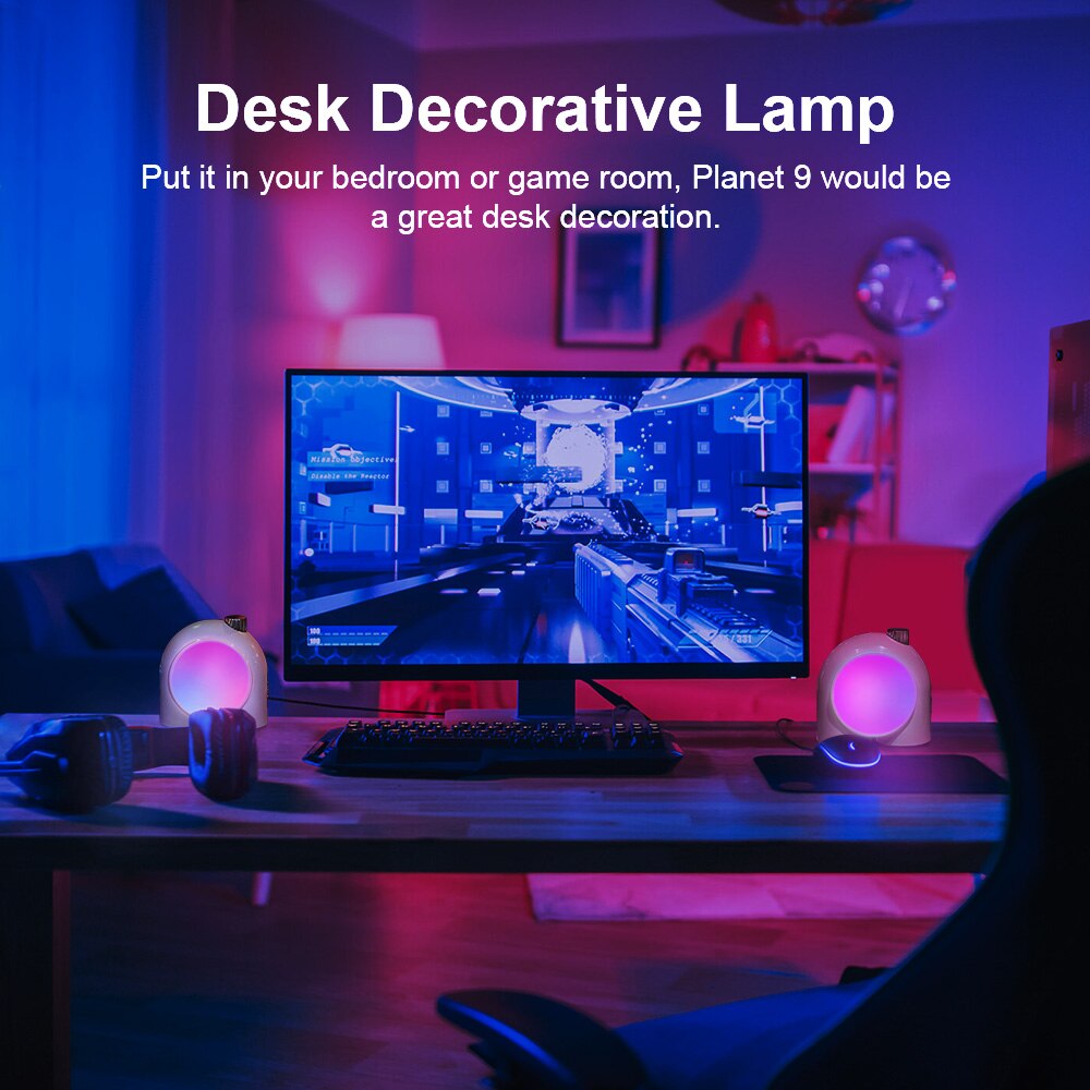 Divoom Planet-9 LED Light Effects Decorative Mood Lamp with Programmable RGB , Neon Light Atmosphere Bedside Lamp, Music Control