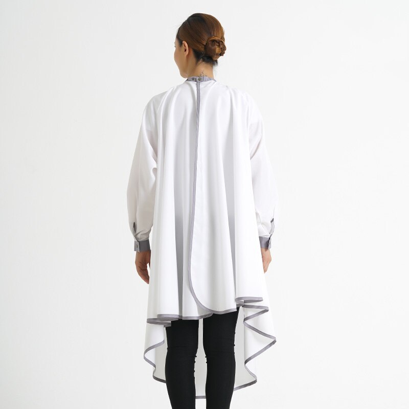 Lange Mouw Haar Cape Drukknoop Verstelbare Kraag Manchet Waterdichte Gown Schort Voor Kapper Salon Styling Doek 1264