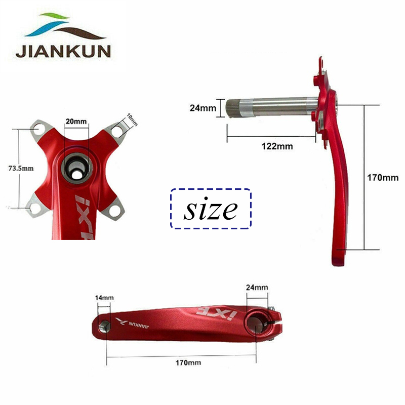 Jiankun 170mm krank mtb cykel 2pc 9/16in pedal 104 bcd ixf arm kædering aluminium landevejscykel kranksæt med bundbeslag bb
