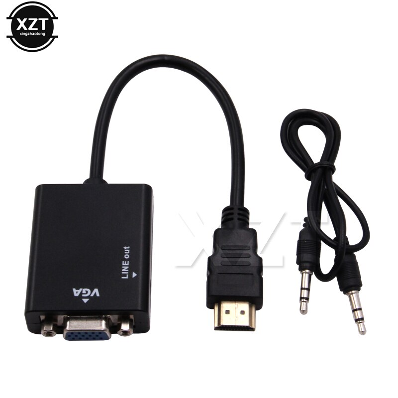 HDMI to VGA Adapter Male to Femal HDMI VGA Converter with 3.5mm Jack Aux Audio Cable HD Adaptor for XBOX 360 PS3 HDTV