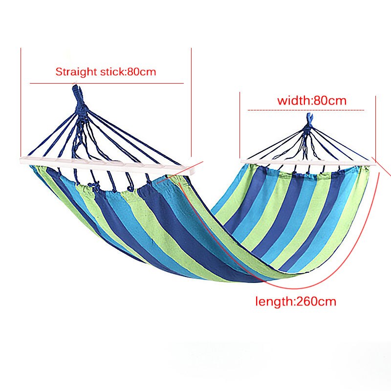 Outdoor Furniture Canvas Fabric Double Wood Spreader Bar Stick Hammock Tent Outdoor Camping Swing Hanging Two-person Hammock Bed: Blue Style B
