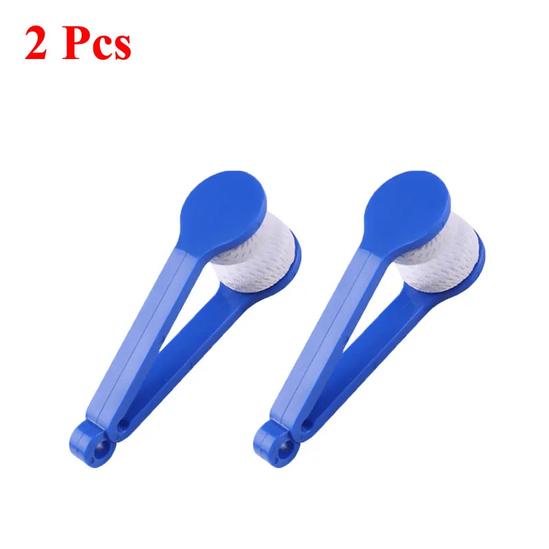 Outils de nettoyage de lunettes, Mini nettoyeur de lunettes multifonctionnel Portable, brosse à lunettes double face, nettoyeur de lunettes en microfibre: 2 Pcs Blue