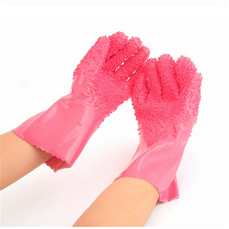 Guantes de limpieza de patatas para pelar rápidamente, herramienta de limpieza de escamas de pescado, raspador de piel de frutas y verduras, accesorios para el hogar: Pink One pair