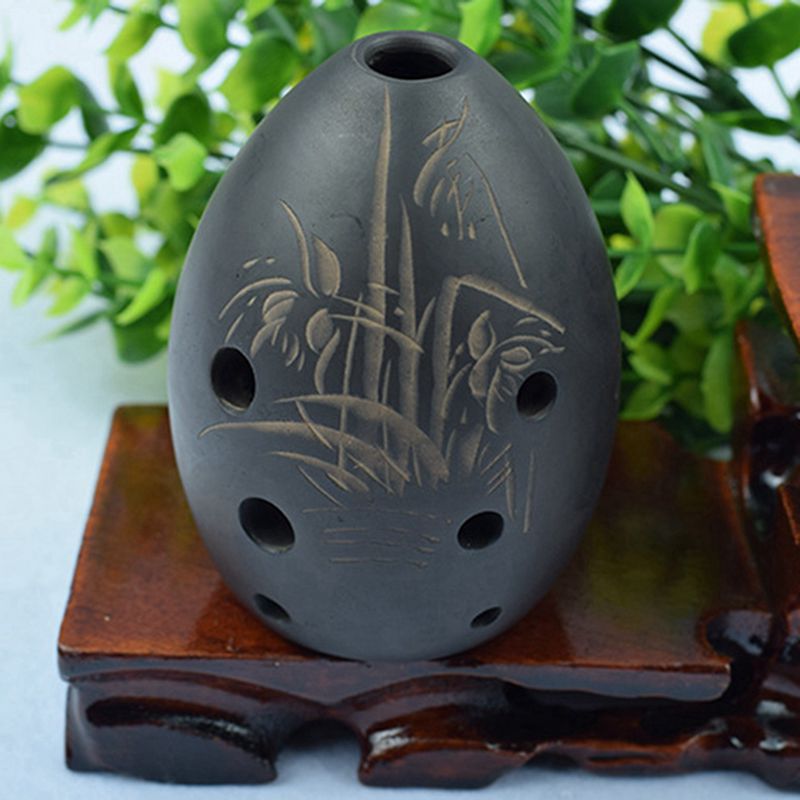1 Set 16 Holes Alto C Ocarina Multi Chamber Terracotta & 1 Pcs Music Xun Pottery National Wind Instruments Eight Holes