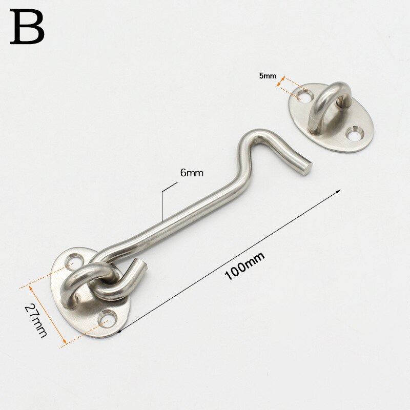 Door Bolt Stainless Steel Window Sliding Door Latch Cabin Hook And Eye Latch Lock Shed Gate Door Catch Silent Holder: 2