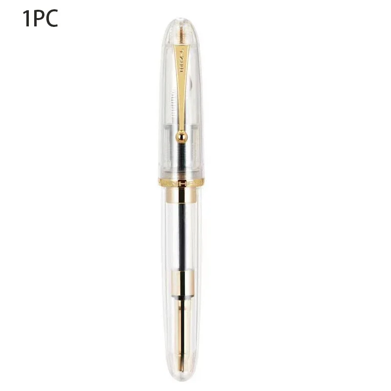 JinHao 9019 stylo plume acrylique Transparent stylo rotatif 40MM plume papeterie bureau fournitures scolaires convertisseur d'encre haute capacité: vert clair / EF