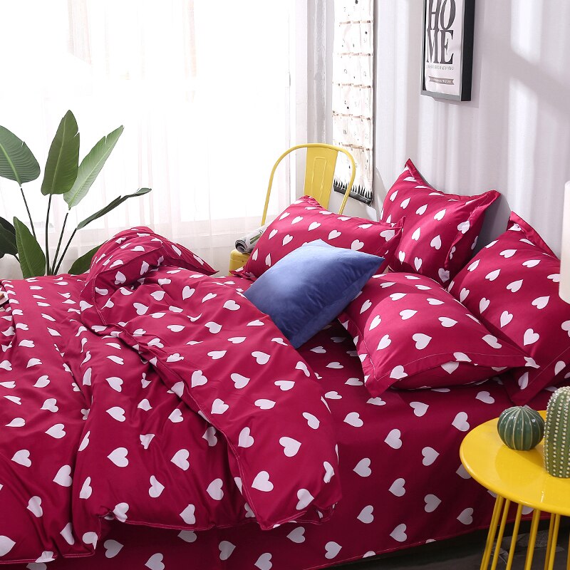 Conjunto de ropa de cama con estampado de corazones de estilo conjunto de edredón 2 uds/3 uds. 1 edredón + 1/2 fundas de almohada (sin manta ni sábana)