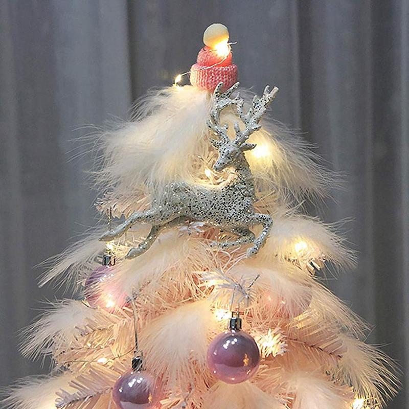 Netto Rood Roze Veer Kerstboom Kerst Ornamenten Ornamenten Handgemaakte Kerstboom Kunstmatige Decoratie P2E7