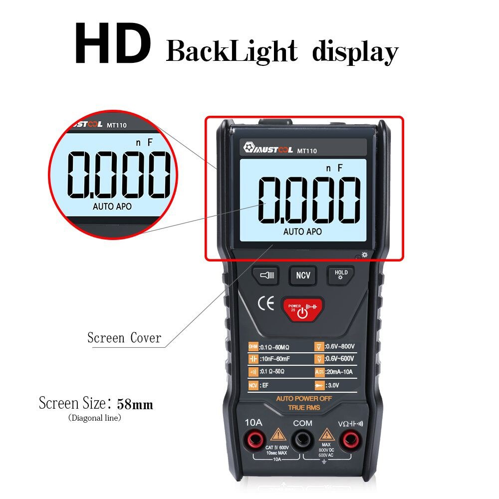 Digital Multimeter 9999 Counts High Speed Auto Range Tester Intelligent NCV True RMS Temperature Universal Multimetro