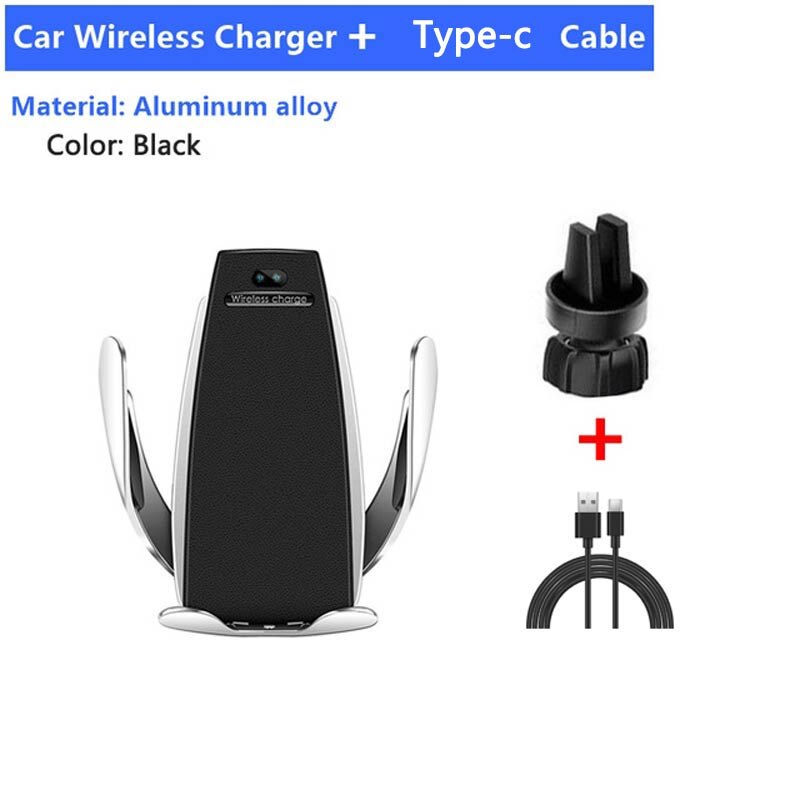 Qi Wireless Car Charger Infrarood Sensor Elektrische Vastklemmen Draadloze Opladen Mobiele Telefoon Houder Draadloze Oplader Voor Iphone: Car Style-Black