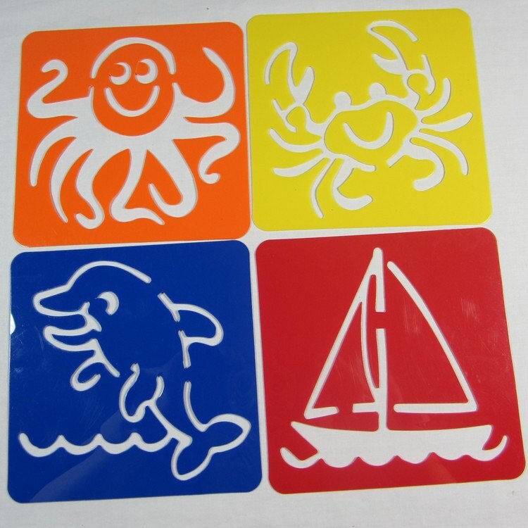 12PCS/LOT. Ocean animal art stencil Birthday Drawing stencils Kindergarten arts and crafts Early learning educational toys