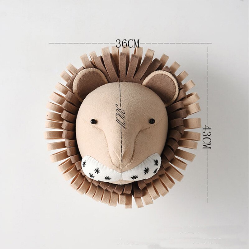 Kids Room Decor Felt Zebra Handmade Felt Animal Heads Elephant Fox Lion Head Wall Hanging Decor For Kids Room Nursery Room Decor: Lion Felt