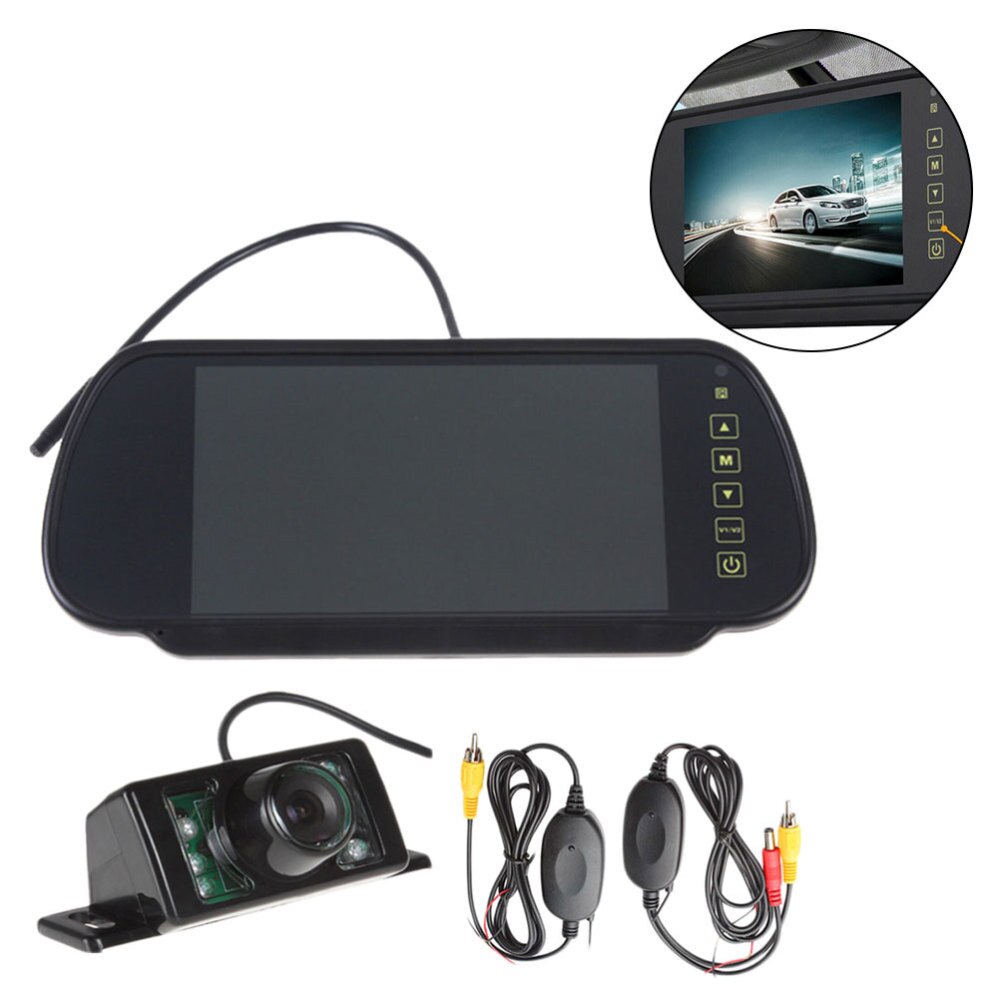 7 Inch Wireless Car Rear Mirror Monitor Wireless Adapter Reversing Camera